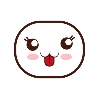 Kawaii karikatür ifade simgesi. Vektör grafiği