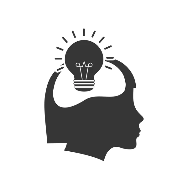 Light bulb head big idea creative icon. Vector graphic — Stock Vector