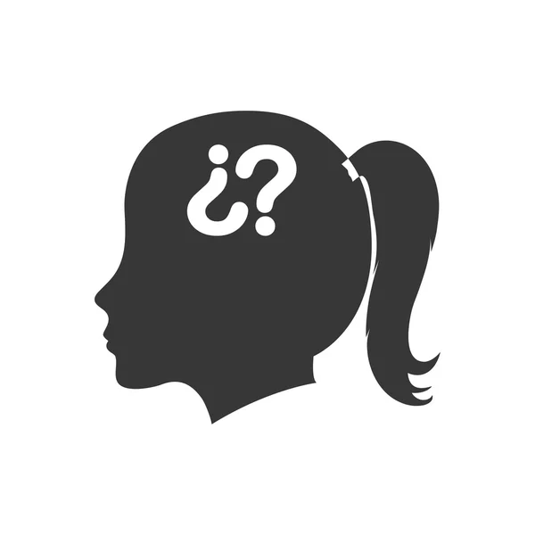 Знак питання значок голови жінки. Векторна графіка — стоковий вектор