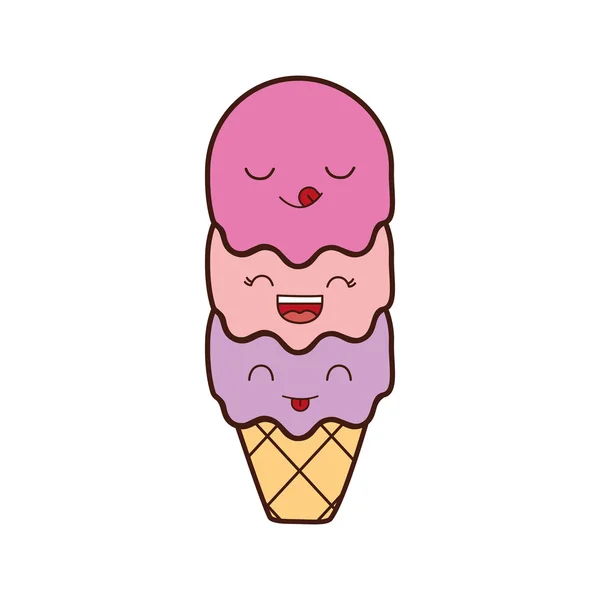 Helado de dibujos animados icono kawaii. Gráfico vectorial — Vector de stock