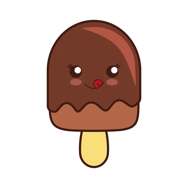 Eis-Karikatur-Kawaii-Ikone. Vektorgrafik — Stockvektor