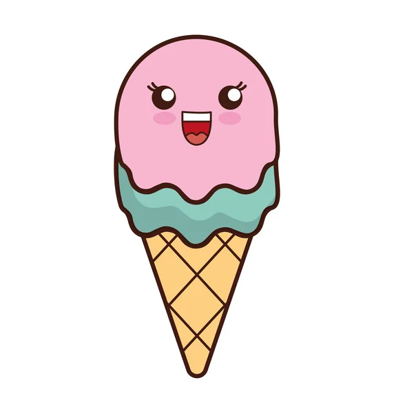 Ice cream cartoon kawaii icon. Vector graphic — Stock Vector