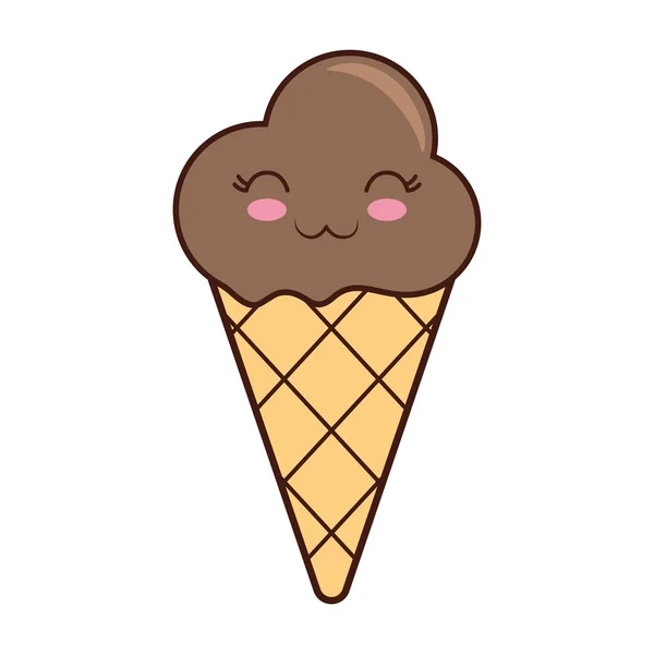 Dondurma karikatür kawaii simgesi. Vektör grafiği — Stok Vektör