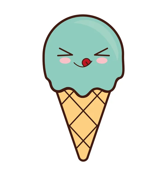 Helado de dibujos animados icono kawaii. Gráfico vectorial — Vector de stock