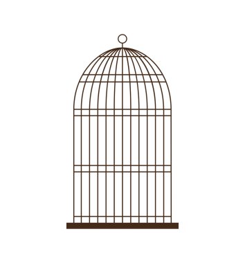 Kuş kafesi siluet vintage kutsal kişilerin resmi, vektör çizim