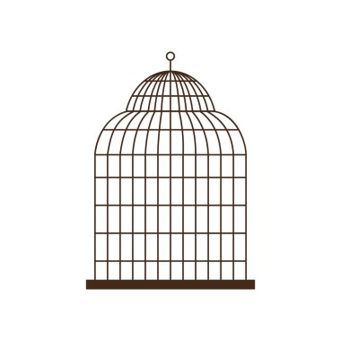 Kuş kafesi siluet vintage kutsal kişilerin resmi, vektör çizim