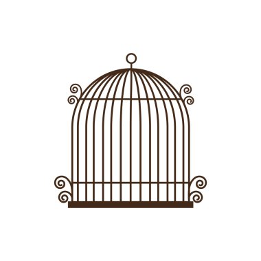 Kuş kafesi siluet vintage kutsal kişilerin resmi, vektör çizim