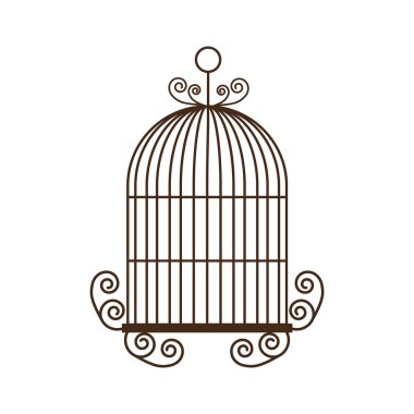 Kuş kafesi siluet vintage kutsal kişilerin resmi, vektör çizim