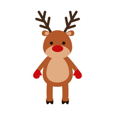 Ren geyiği neşeli Noel simge, vektör çizim