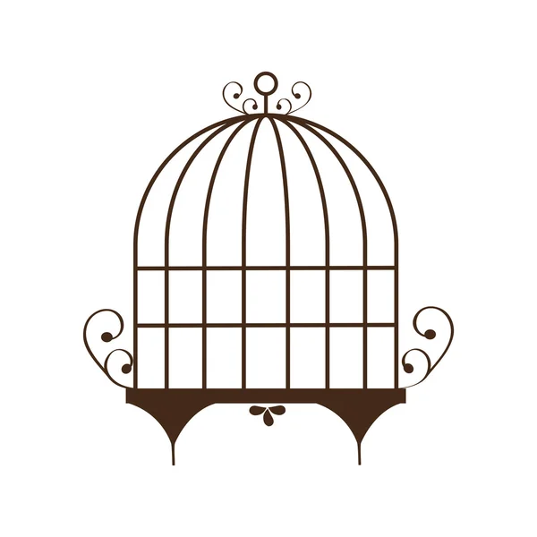 Gabbia per uccelli silhouette icona vintage, illustrazione vettoriale — Vettoriale Stock
