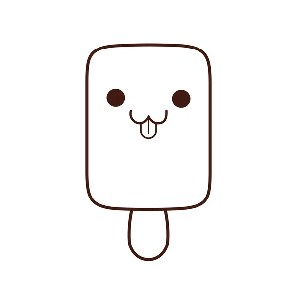 Silueta de helado icono kawaii, vector de ilustración — Vector de stock