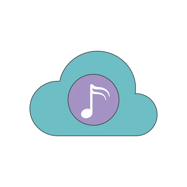 Música nota nube sonido icono — Vector de stock