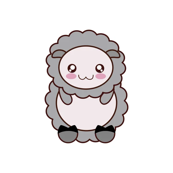 Ovejas kawaii lindo animal icono — Vector de stock