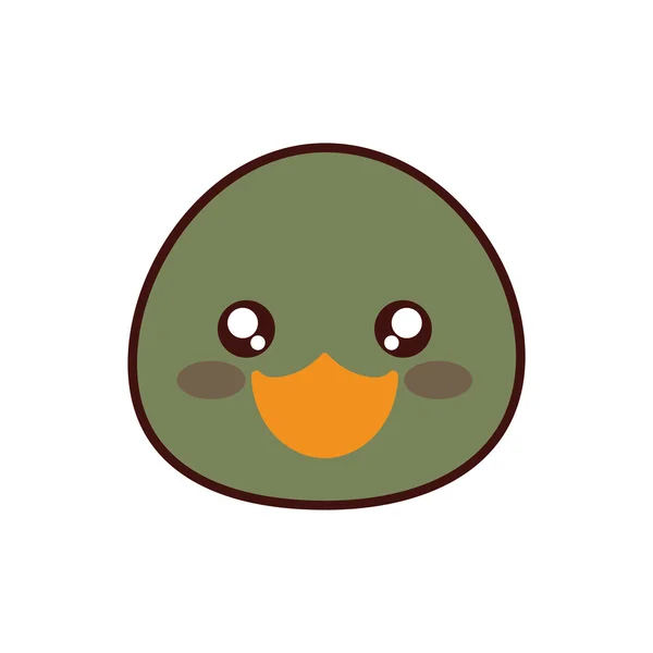 Pato kawaii lindo animal icono — Vector de stock