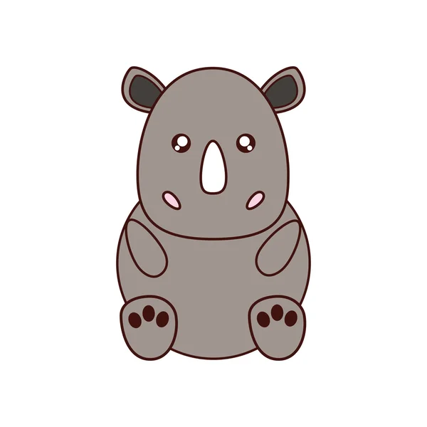 Rhino kawaii słodkie ikony zwierząt — Wektor stockowy