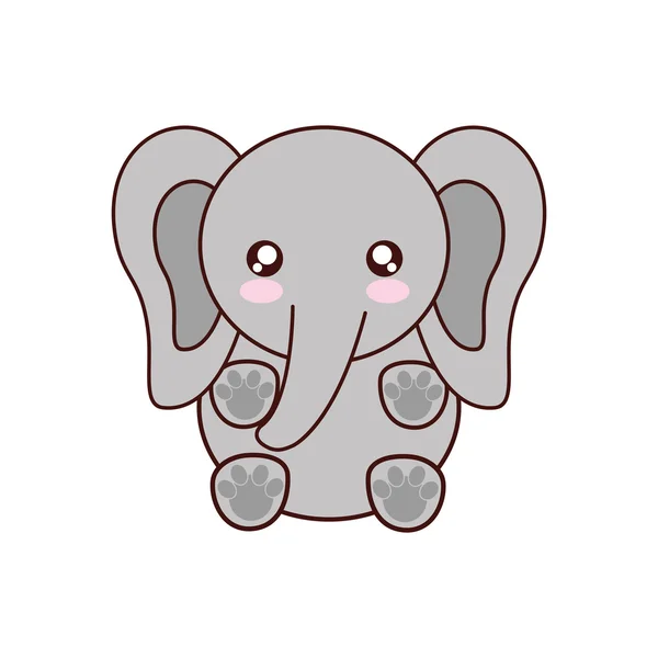 Elefante kawaii lindo animal icono — Vector de stock