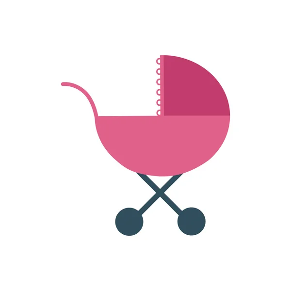 Baby stroller pink childhood icon — Stock Vector