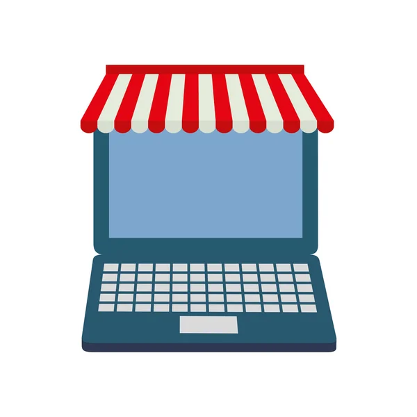 Laptop shopping commercio icona del mercato . — Vettoriale Stock