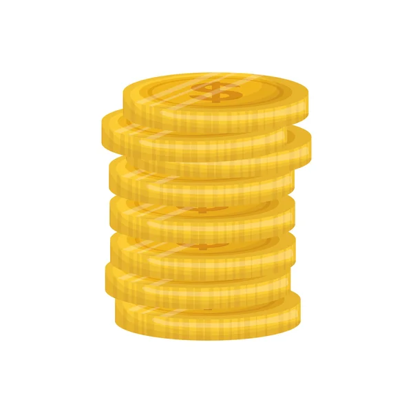 Mince zlaté peníze finančního trhu ikona. Vektorové grafiky — Stockový vektor