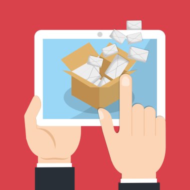 Zarf tablet e-posta gönder tasarım pazarlama.