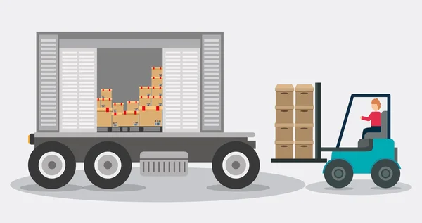 Box forklift truck delivery shipping icon. Vector graphic — Stock Vector