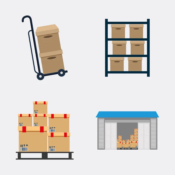 Caja paquete entrega icono de envío. Gráfico vectorial — Vector de stock