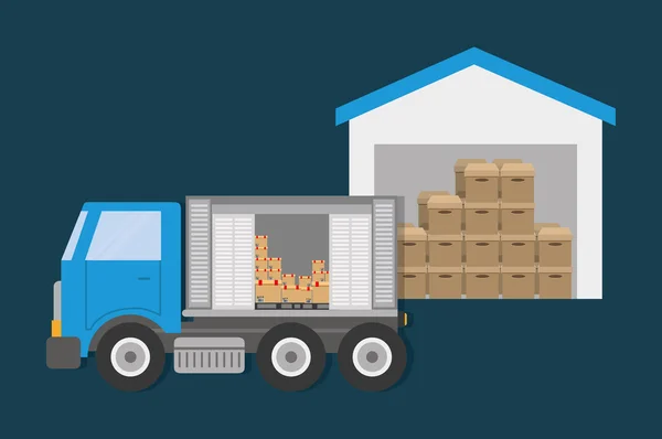 Vak vrachtwagen levering verzendkosten pictogram. Vectorafbeelding — Stockvector