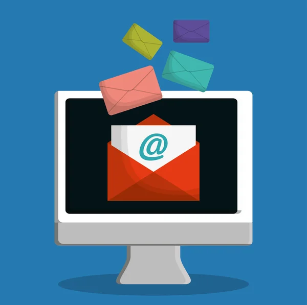 Computer envelope email marketing send design. — Stock Vector