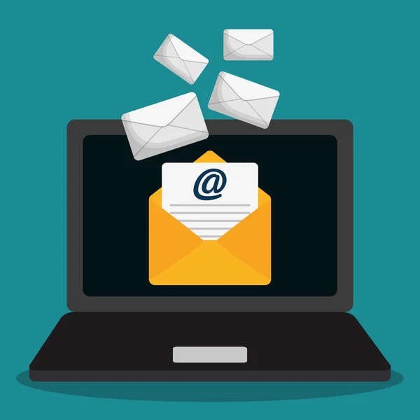 Busta laptop email marketing invia design . — Vettoriale Stock