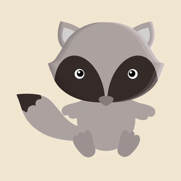 Raccoon animal cute little design. — Stock Vector
