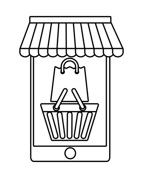 Online mağaza Pazar simgesi alışveriş smartphone. Vektör grafiği — Stok Vektör