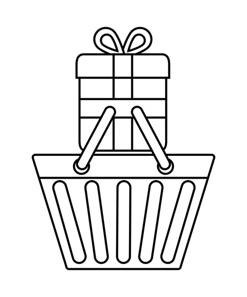 Shopping basket gift icon. Vector graphic — Stock Vector