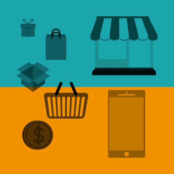 Comercio electrónico de compras de pago en línea — Vector de stock