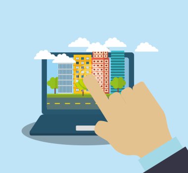 Akıllı şehir dizüstü kurma simgesi