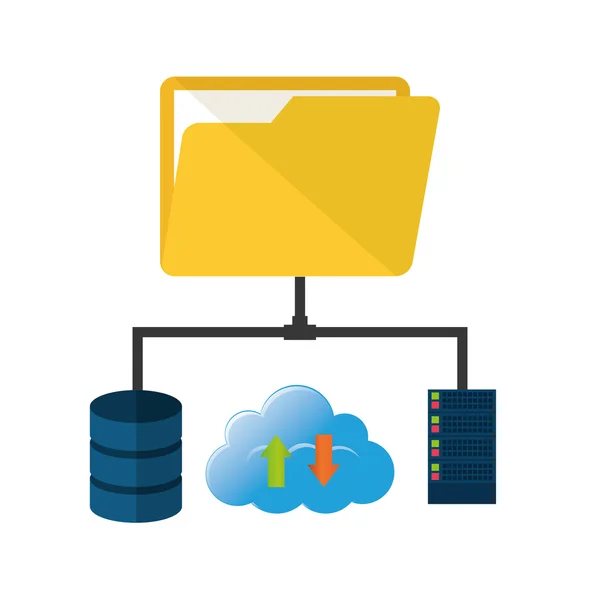 Cloud computing plik sieci web hosting projektowanie — Wektor stockowy