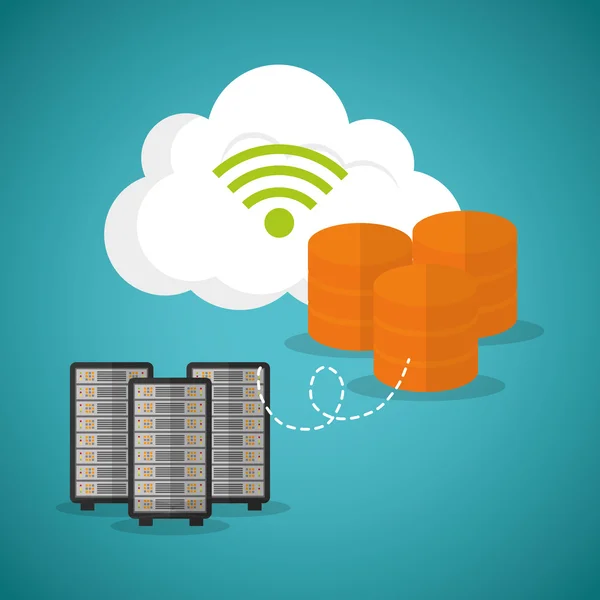 Cloud computing diseño de alojamiento web — Vector de stock