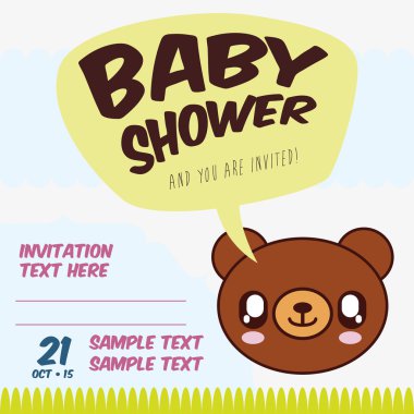 Bebek duş karikatür kart tasarımı