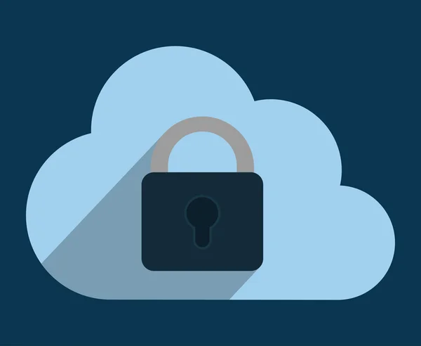 Cloud-Vorhängeschloss Cyber-Sicherheitssystem-Design — Stockvektor