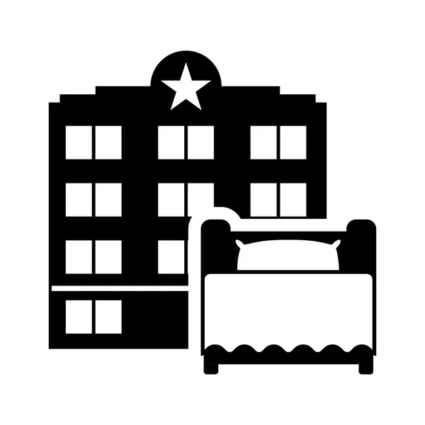 Силуэт здания гостиницы кровать — стоковый вектор