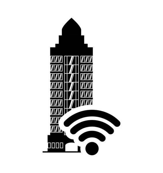 stock vector wifi hotel building silhouette design