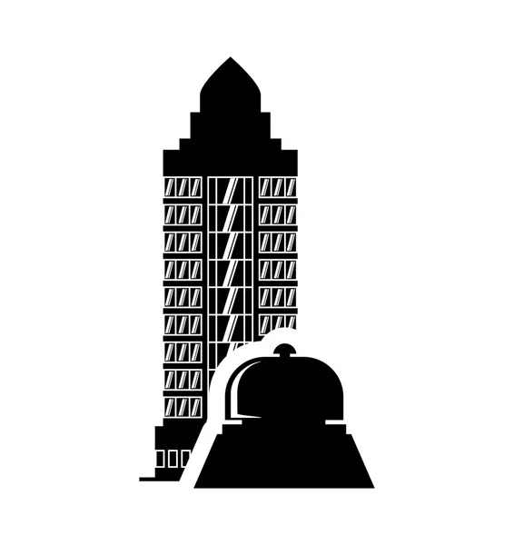 Bell hotel silhouet bouwontwerp — Stockvector