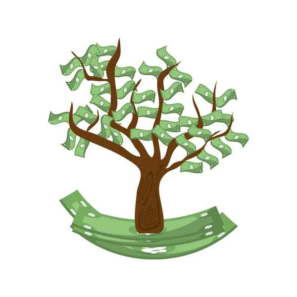 Proyecto de ley árbol verde dinero diseño de elementos financieros — Vector de stock