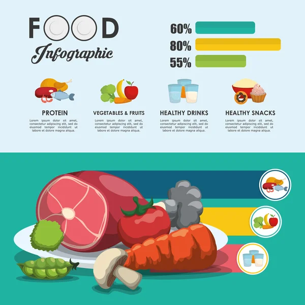 Diseño de alimentos saludables y orgánicos — Archivo Imágenes Vectoriales