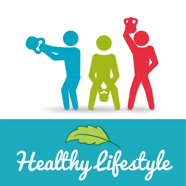 Sollevamento pesi stile di vita sano design — Vettoriale Stock