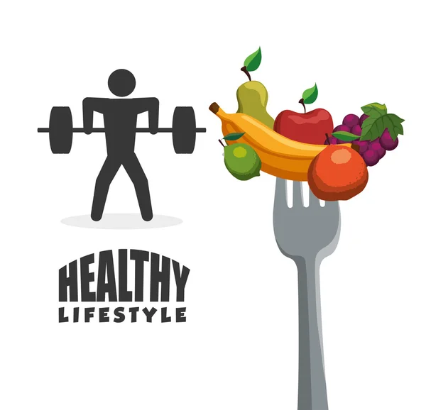 Weight lifting healthy lifestyle design — Stock Vector