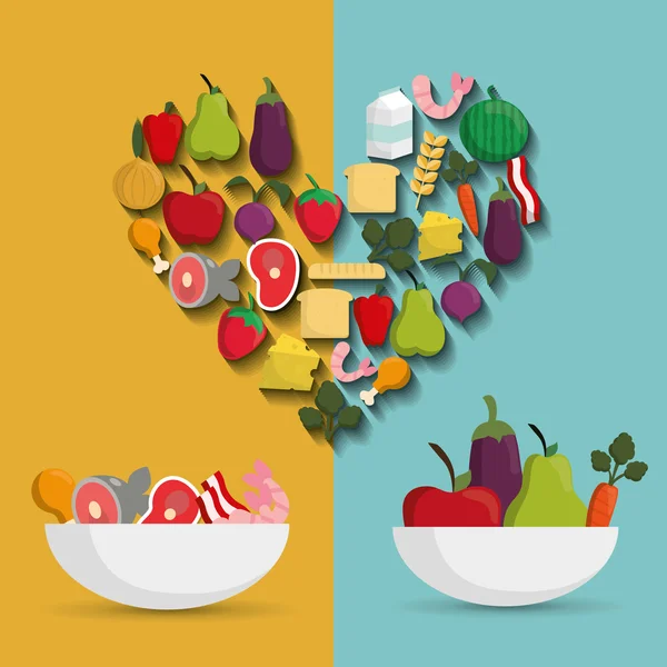 Diseño de alimentos saludables y orgánicos — Vector de stock