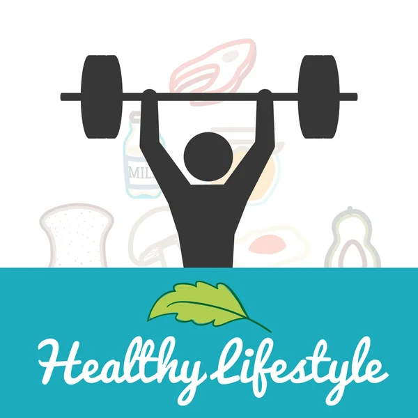 Sollevamento pesi stile di vita sano design — Vettoriale Stock