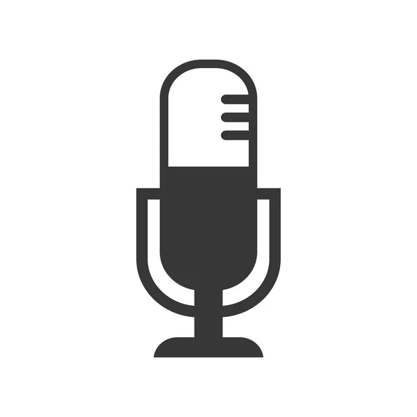 Icona della silhouette del suono musicale del microfono. Grafico vettoriale — Vettoriale Stock