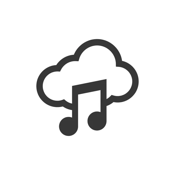 Note de musique nuage son silhouette icône. Graphique vectoriel — Image vectorielle