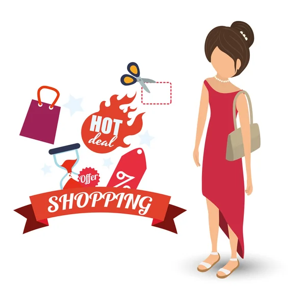 Shopping market shop store icon set — Stock Vector